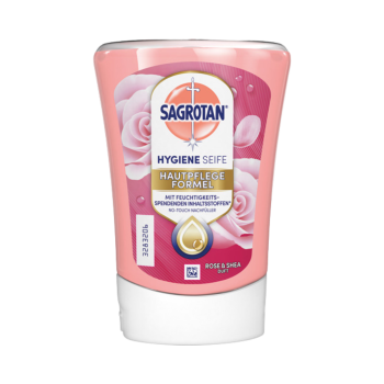 737381 Sagrotan No ­Touch Nachfüllung Rose & Shea Duft, Hygiene­ Seife für autom. Seifenspender, 250ml